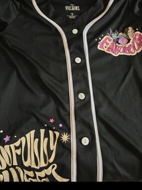 Disney Black Villains Baseball Jersey with Gold and Purple Accents